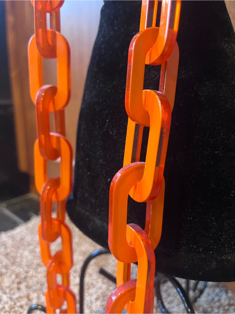 Bold Orange Resin Link Necklace - Picture 2 of 2